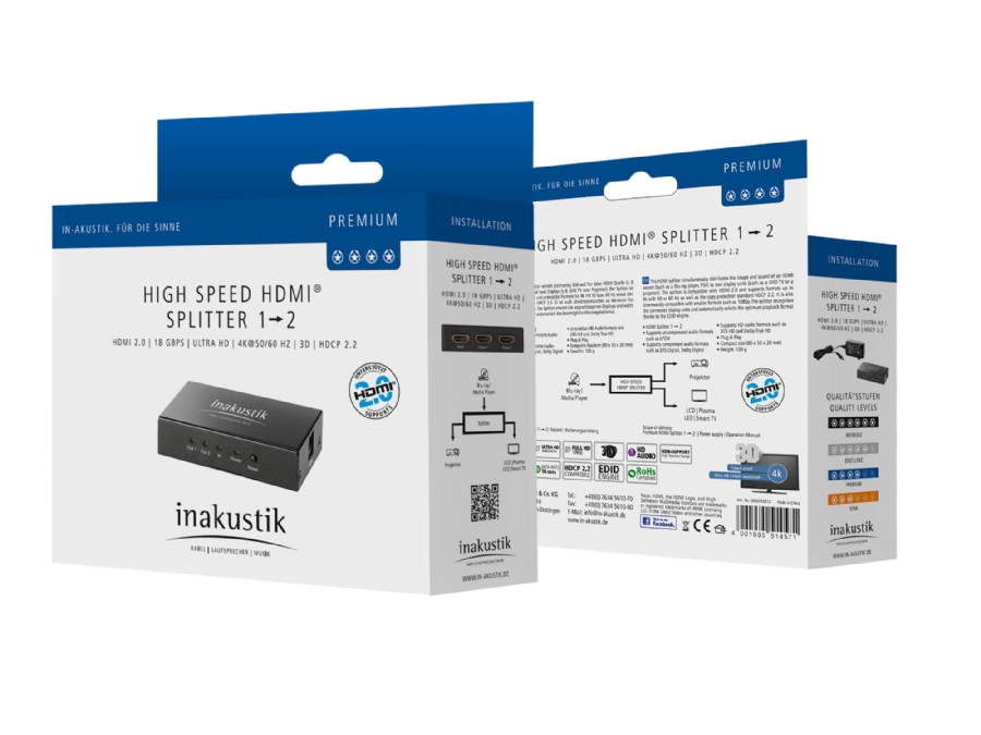 Inakustik Premium HDMI Splitter 1-2 4